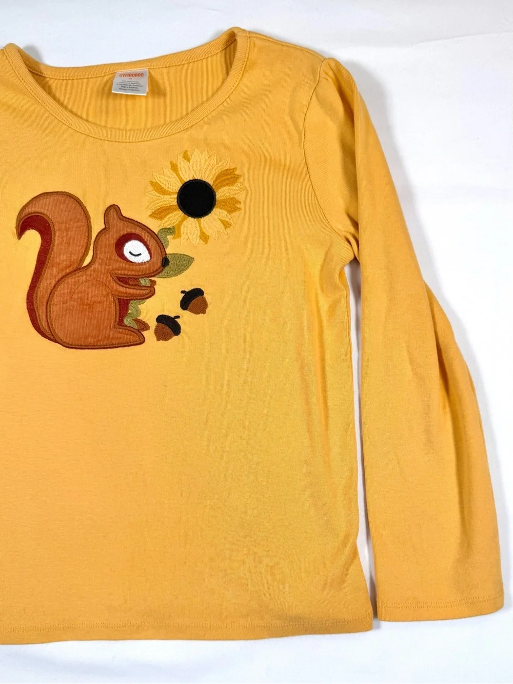 GYMBOREE Girl Squirrel Sunflower Applique Top 8 Woodland Cottagecore Forestcore